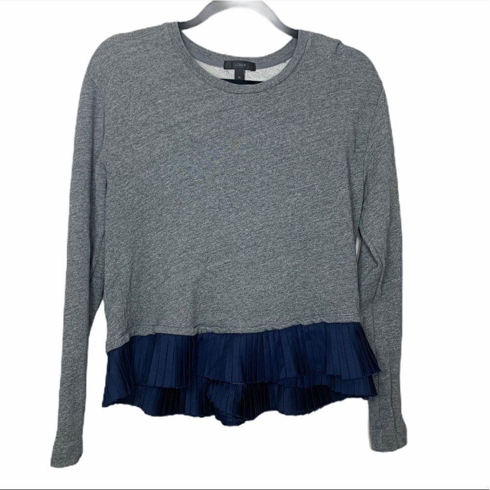 J Crew medium navy ruffle hem crew neck sweatshirt (K1)